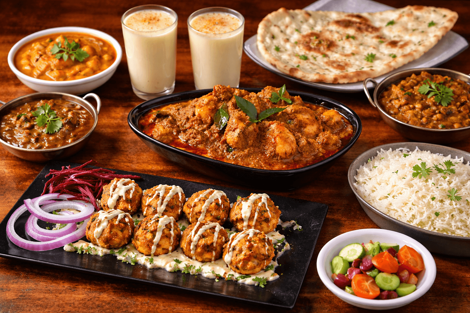 Restaurant hero background showcasing our signature dishes